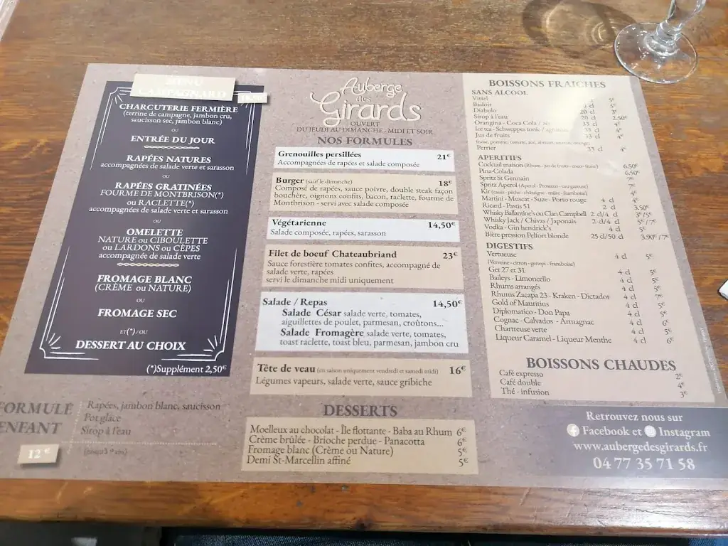 Menu_Auberge Des Girards_Saint-Paul-en-Cornillon_immagine_3