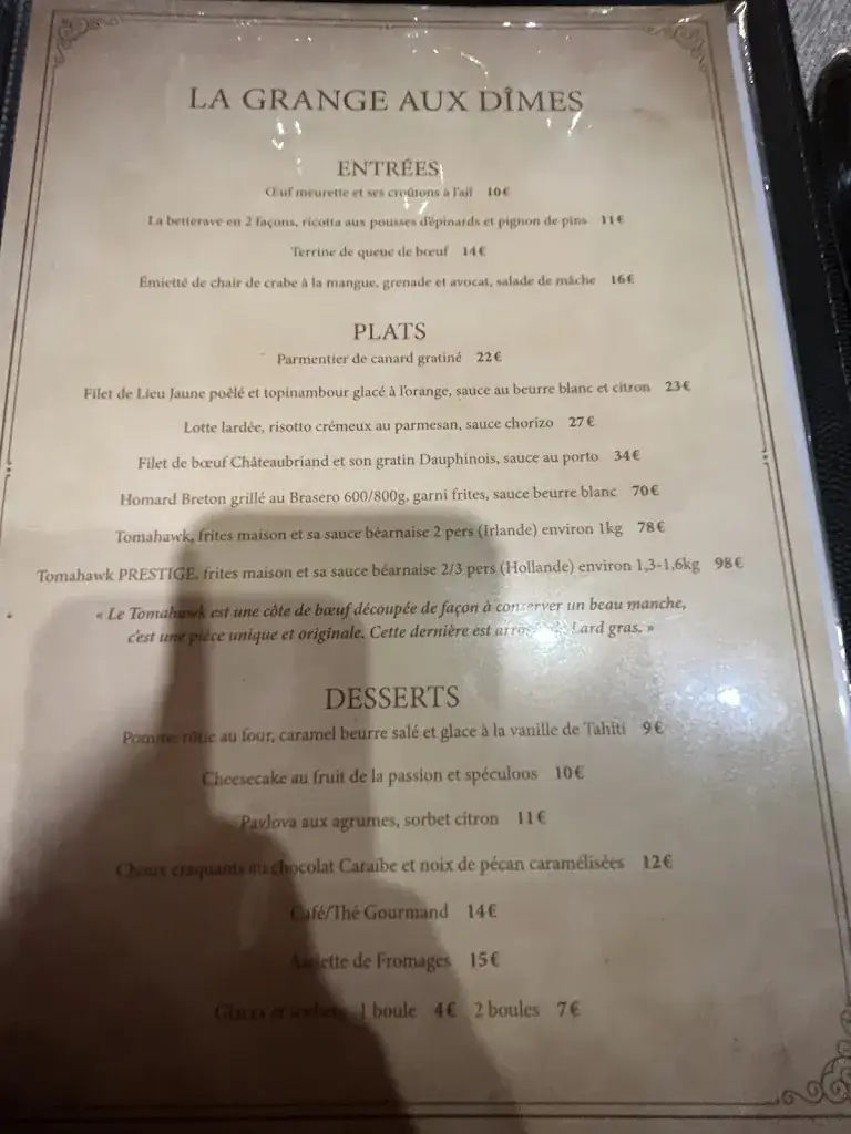 Menu_La Grange aux Dîmes_Wissous_image_3