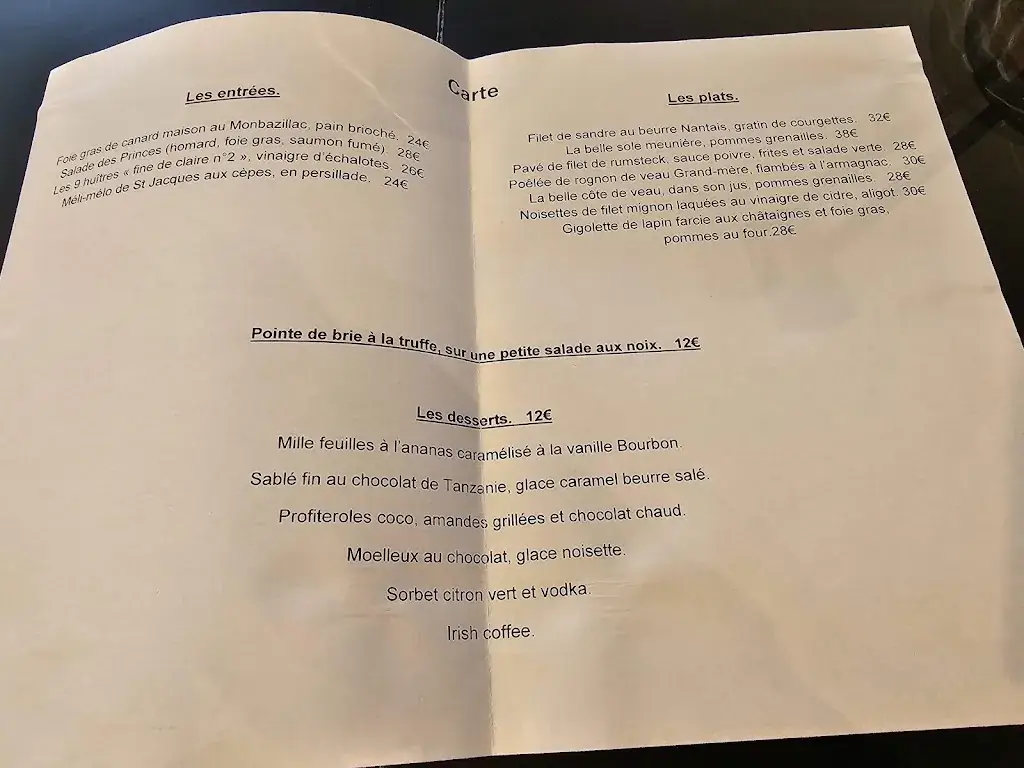 Menu_Restaurant La Biche Aux Bois_Yerres_image_1