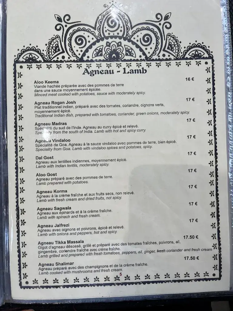 Menu_Restaurant Shalimar_Ferney-Voltaire_immagine_4