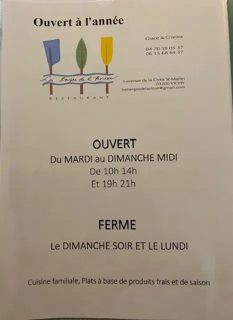 Menu_Les Berges de l'Aviron_Vichy_image_1