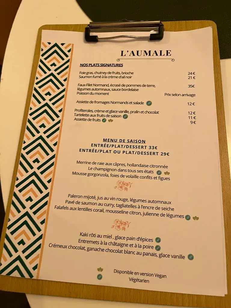 Menu_Restaurant Aumale_Rouen_immagine_1