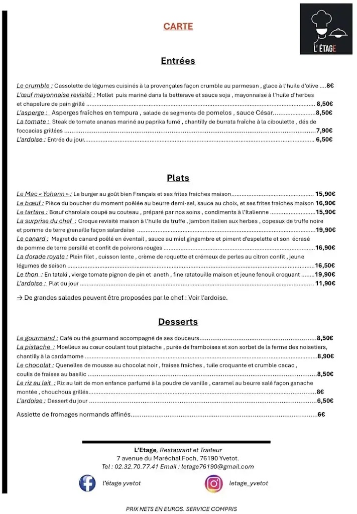 Menu_L’Etage_Yvetot_image_1