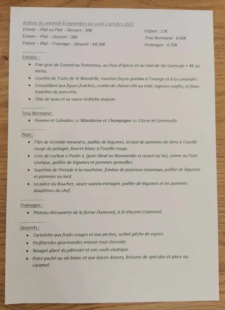 Menu_Rendez-vous des Chasseurs_Maulévrier-Sainte-Gertrude_image_2