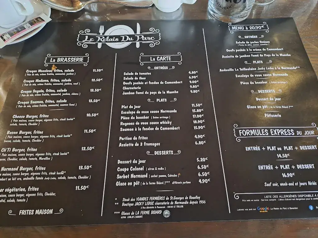 Menu_Le Relais Du Parc a Barenton_Barenton_image_1