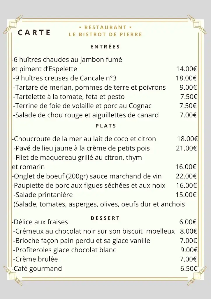 Menu_Le Bistrot de Pierre_Avranches_image_1