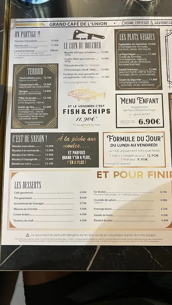 Menu_Grand Café de l'Union_Avranches_immagine_3