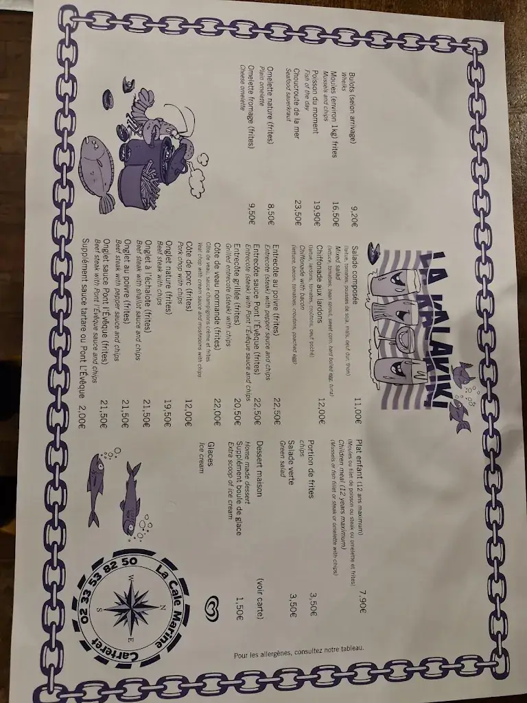 Menu_Bar Restaurant La Cale Marine_Barneville-Carteret_image_1