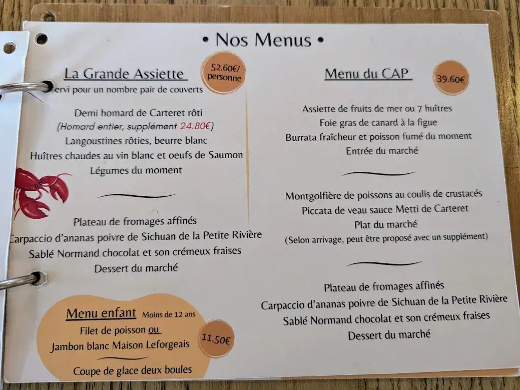 Menü_Restaurant Le Cap_Barneville-Carteret_Bild_2