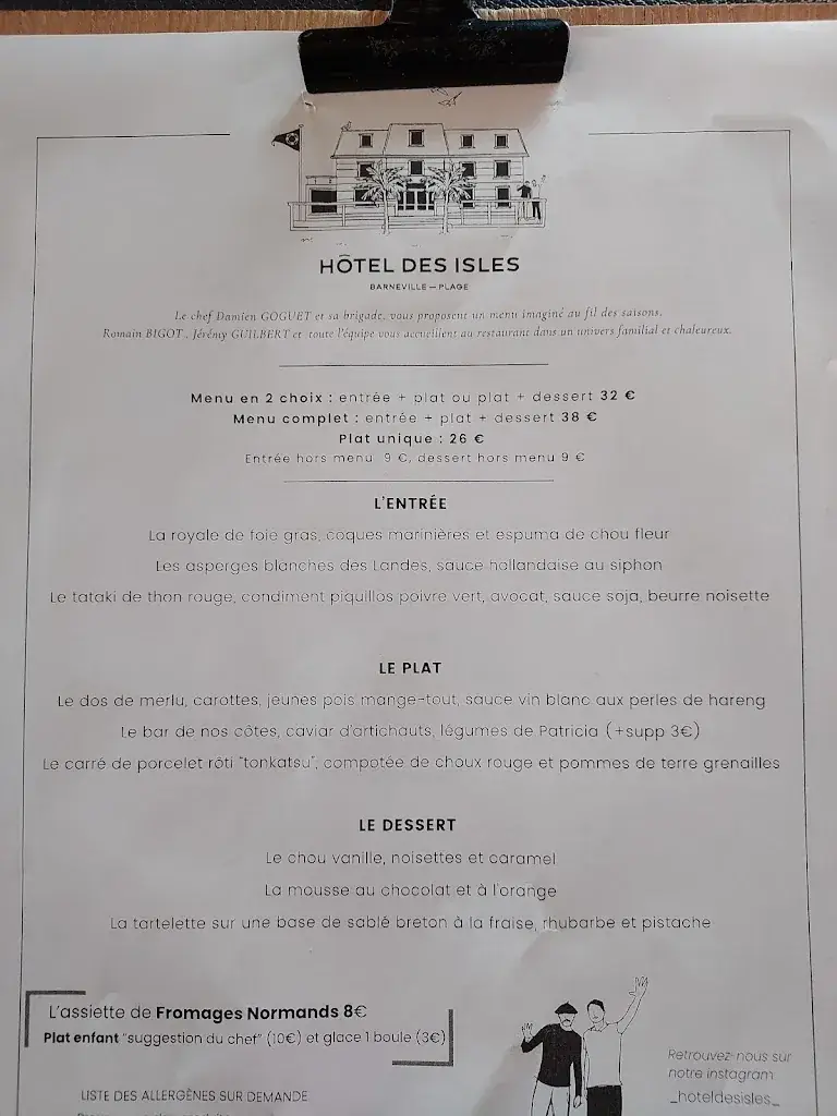 Menu_Hôtel des Isles_Barneville-Carteret_image_1
