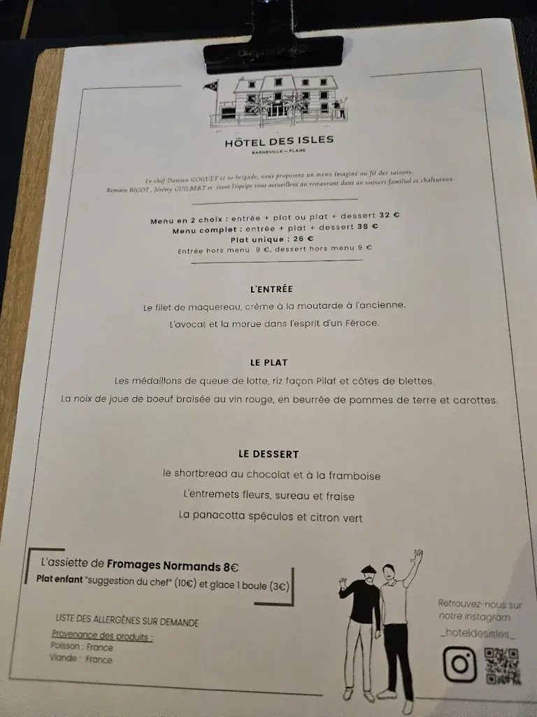 Menu_Hôtel des Isles_Barneville-Carteret_image_2