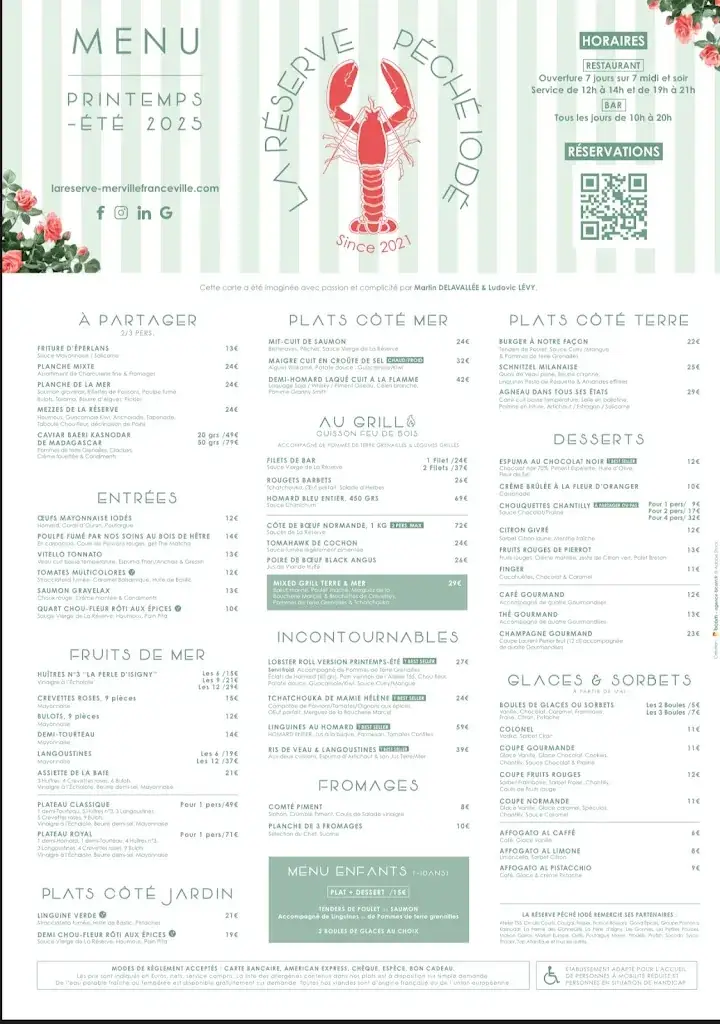 Menu_La Réserve Péché Iodé_Merville-Franceville-Plage_immagine_1