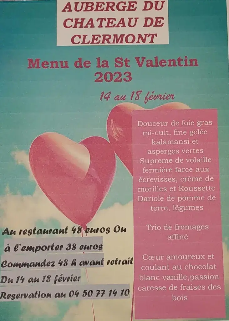 Menu_Auberge du Château de Clermont_Clermont_image_4