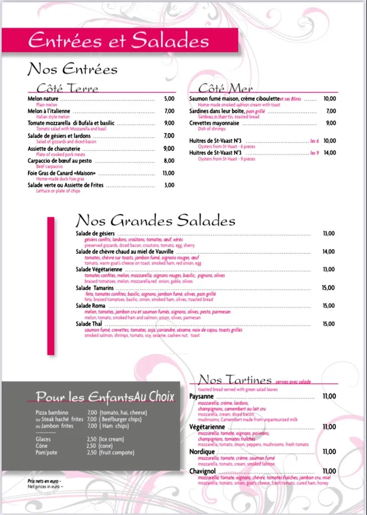 Menu_Restaurant Les Tamarins_Hague_image_4