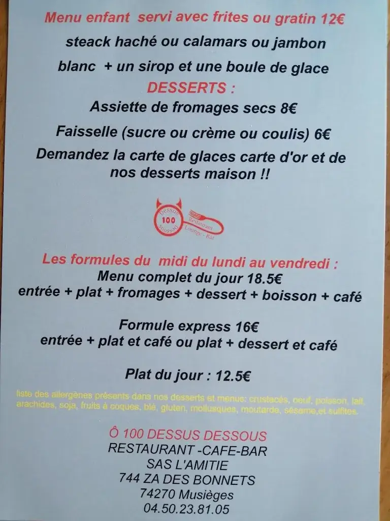 Menu_Restaurant Ô 100 Dessus Dessous_Musièges_image_1
