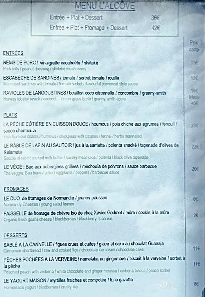 Menu_L'Alcôve_Bayeux_immagine_1