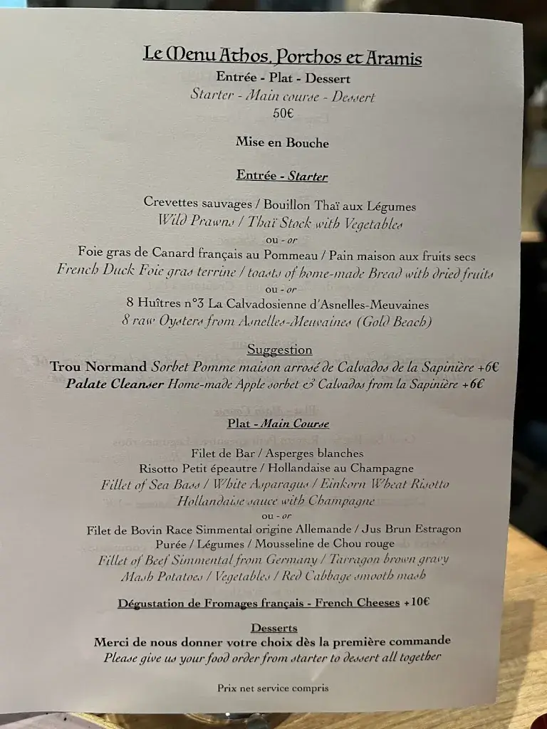 Menu_La Rapière_Bayeux_image_2