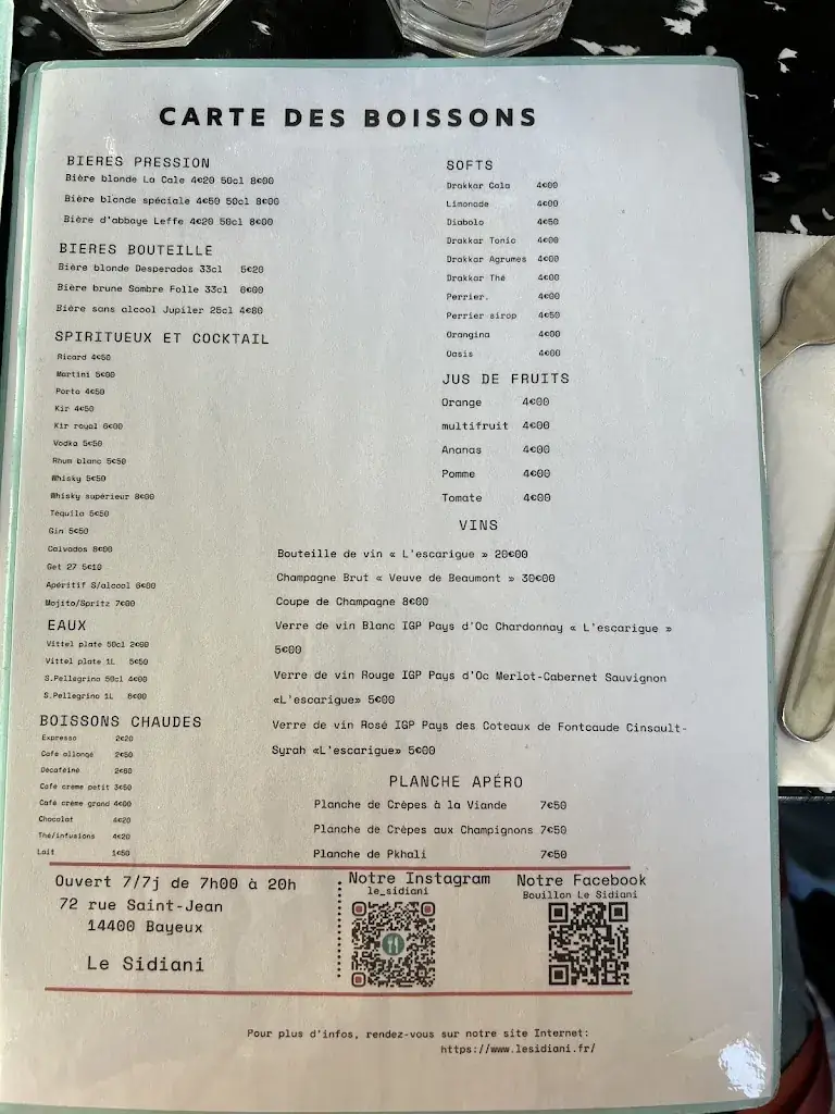 Menu_Le Sidiani_Bayeux_image_3