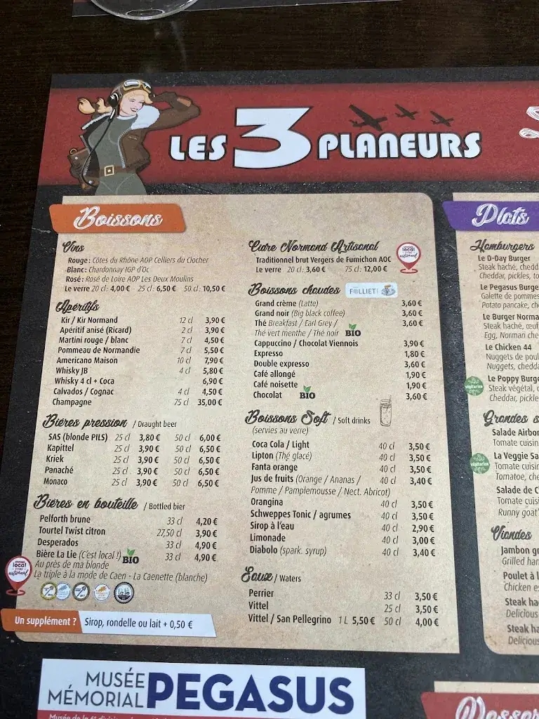 Menu_Les 3 Planeurs - restauration en continu_Bénouville_image_3