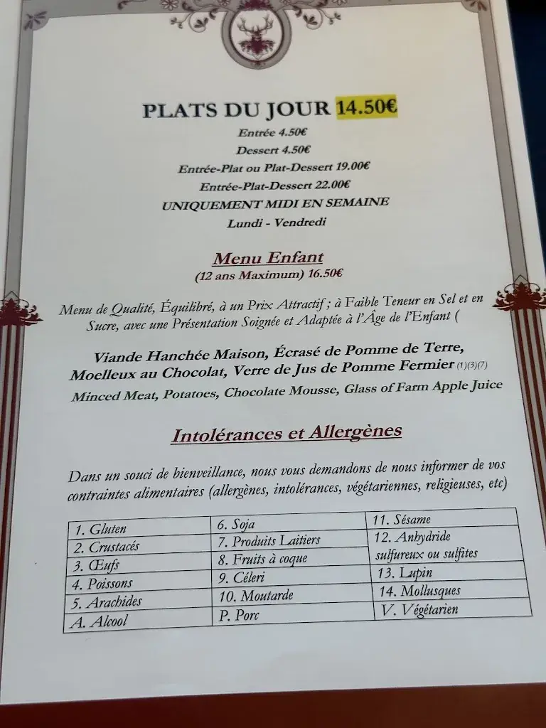 Menu_Hôtel-Restarant Relais Saint Louis Logis_Bellême_image_1