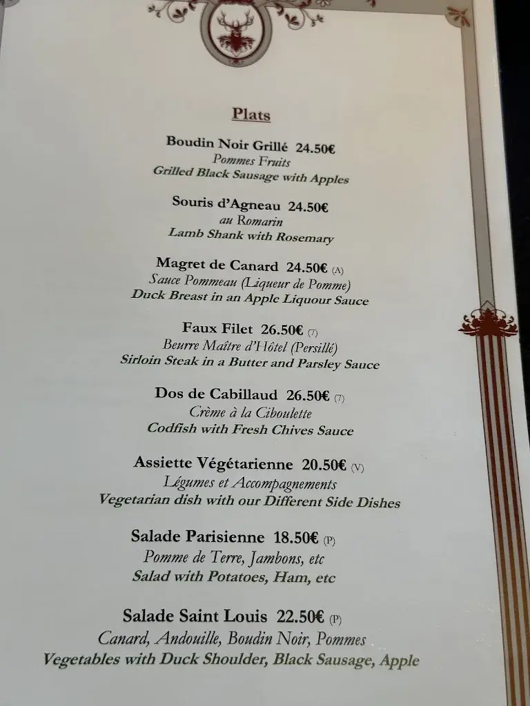 Menu_Hôtel-Restarant Relais Saint Louis Logis_Bellême_image_2