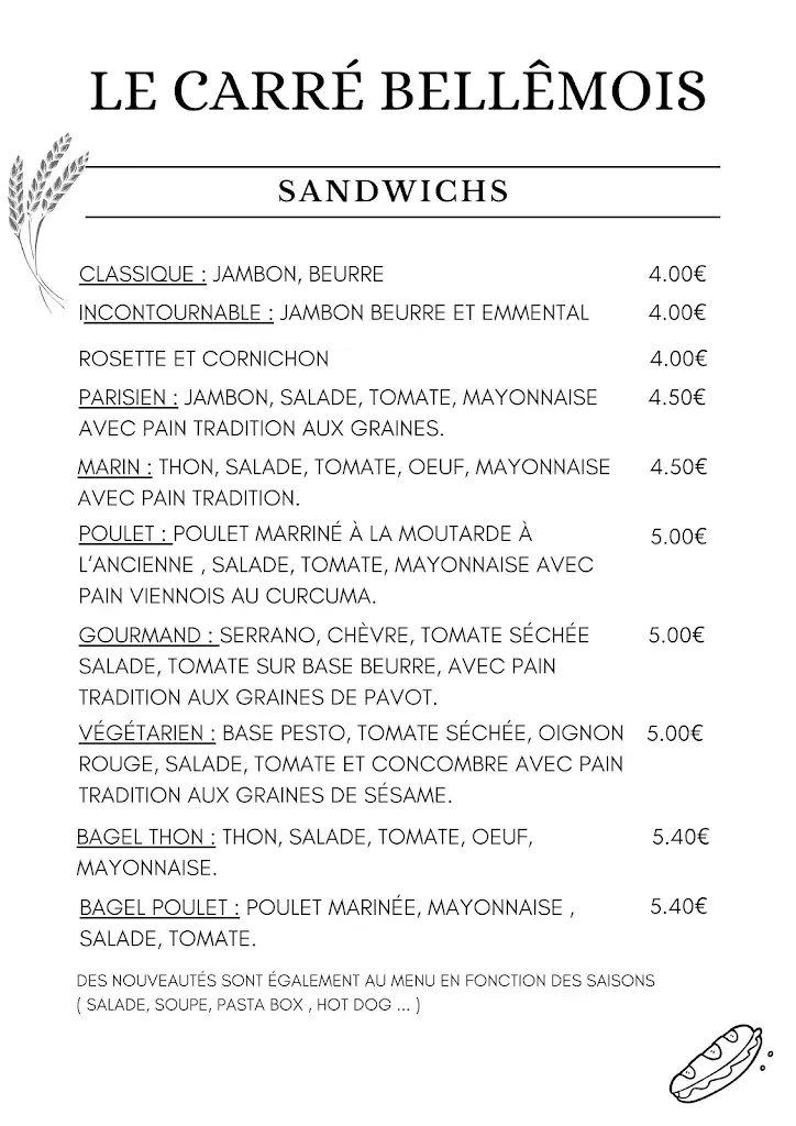 Menu_Le Carré Bellêmois Boulangerie Pâtisserie Chocolaterie_Bellême_image_1