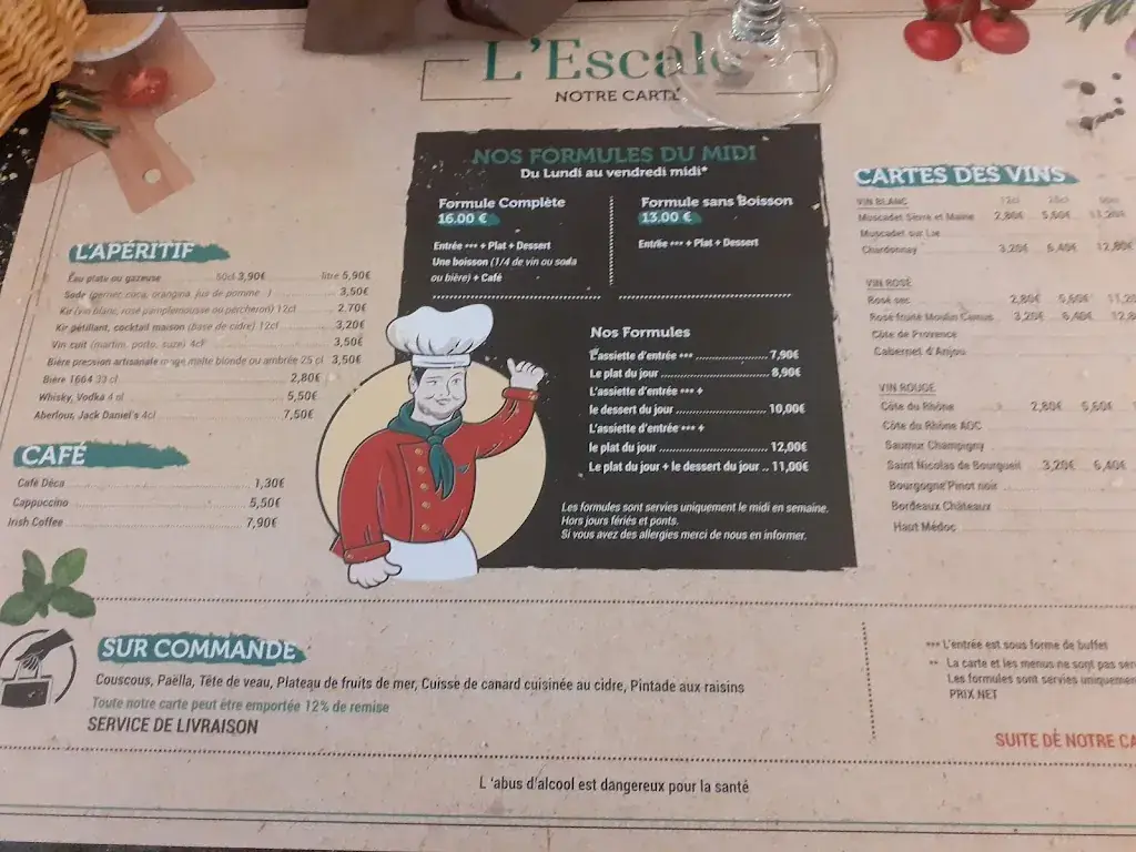 Menu_Logis Hôtel Restaurant L'Escale_Bellême_image_2