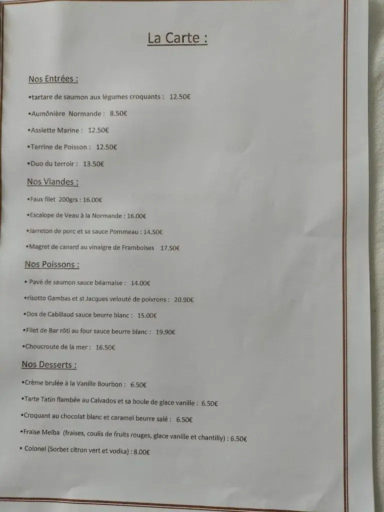 Menu_Auberge de la Luzerne_Bernières-sur-Mer_image_3
