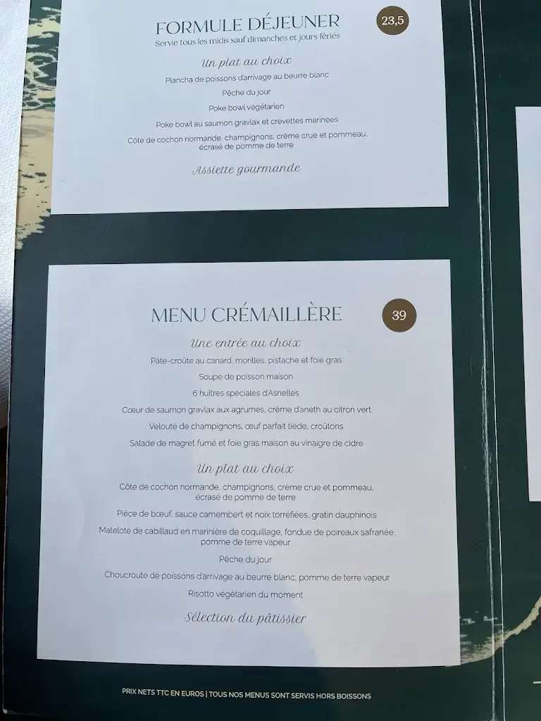 Menu_Hôtel-Restaurant La Crémaillère_Courseulles-sur-Mer_image_3