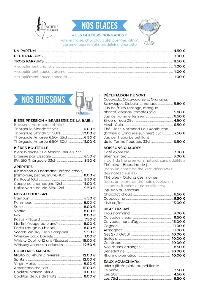 Menu_Restaurant La Maison Bleue_Courseulles-sur-Mer_image_1