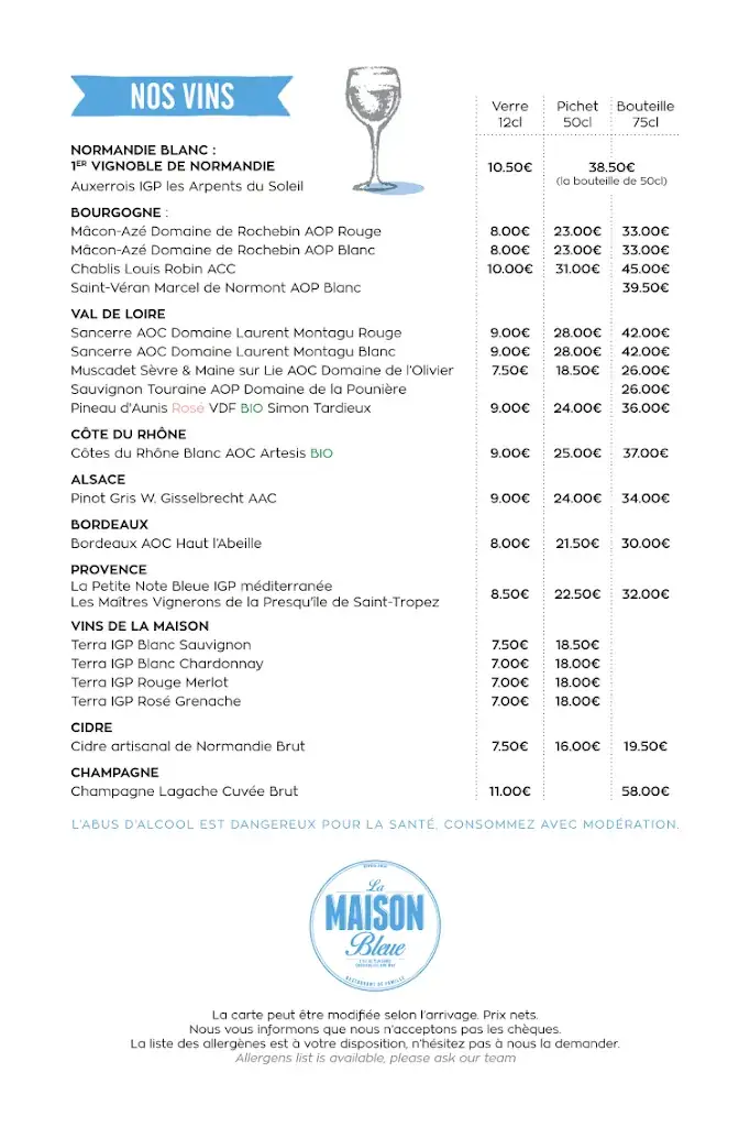 Menu_Restaurant La Maison Bleue_Courseulles-sur-Mer_image_3