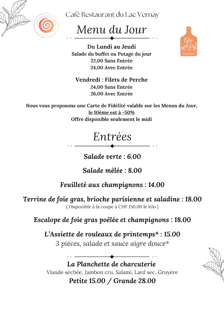 Menu_Café Restaurant du Lac Vernay_Yvorne_image_2