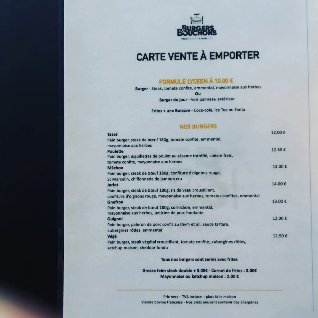 Menu_Restaurant Burgers & Bouchons_Gleizé_image_1