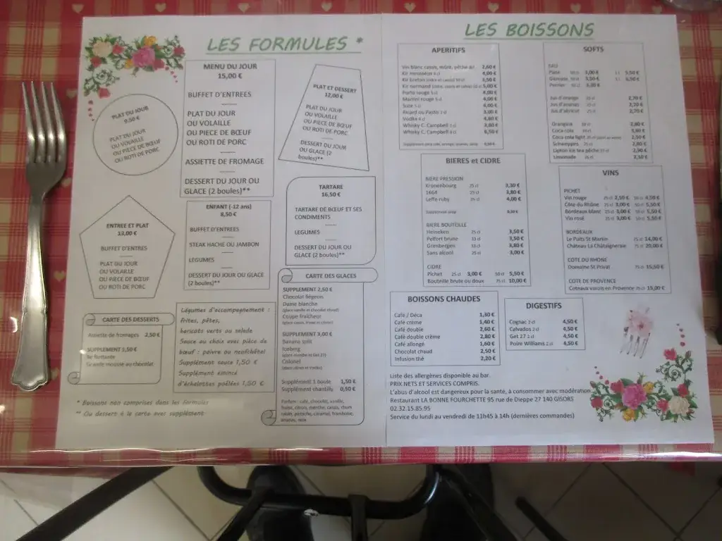 Menu_La Bonne Fourchette_Gisors_image_1