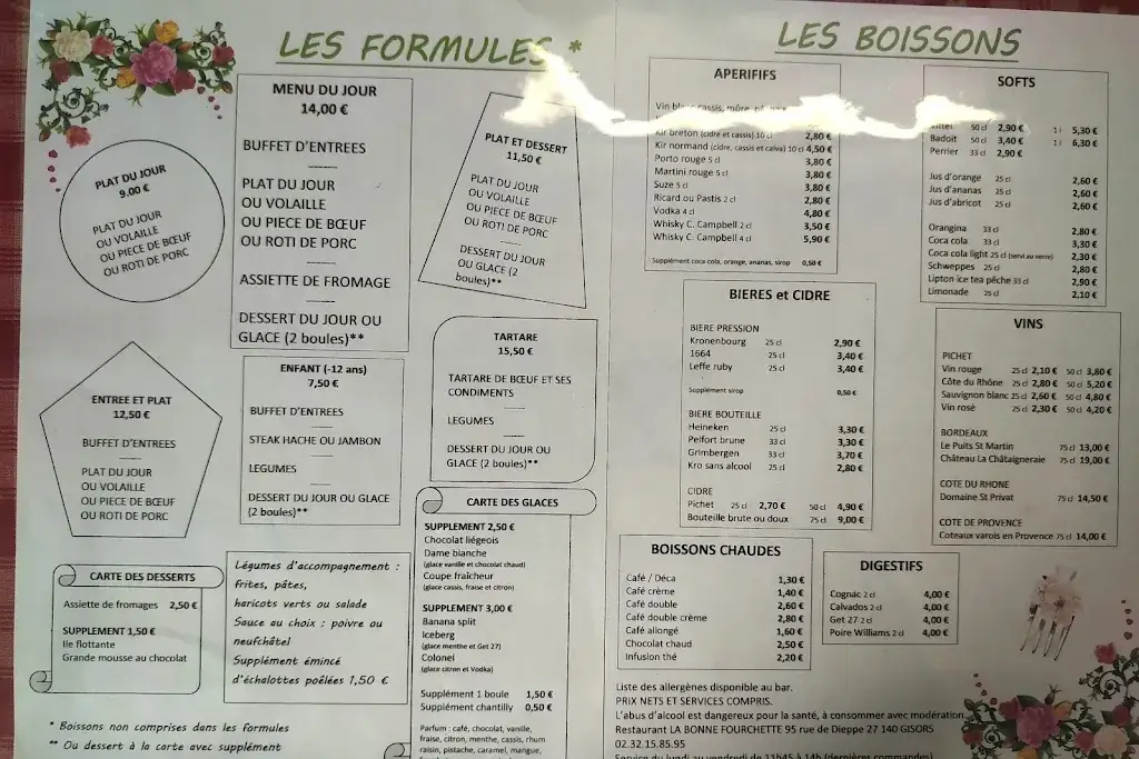 Menu_La Bonne Fourchette_Gisors_image_2