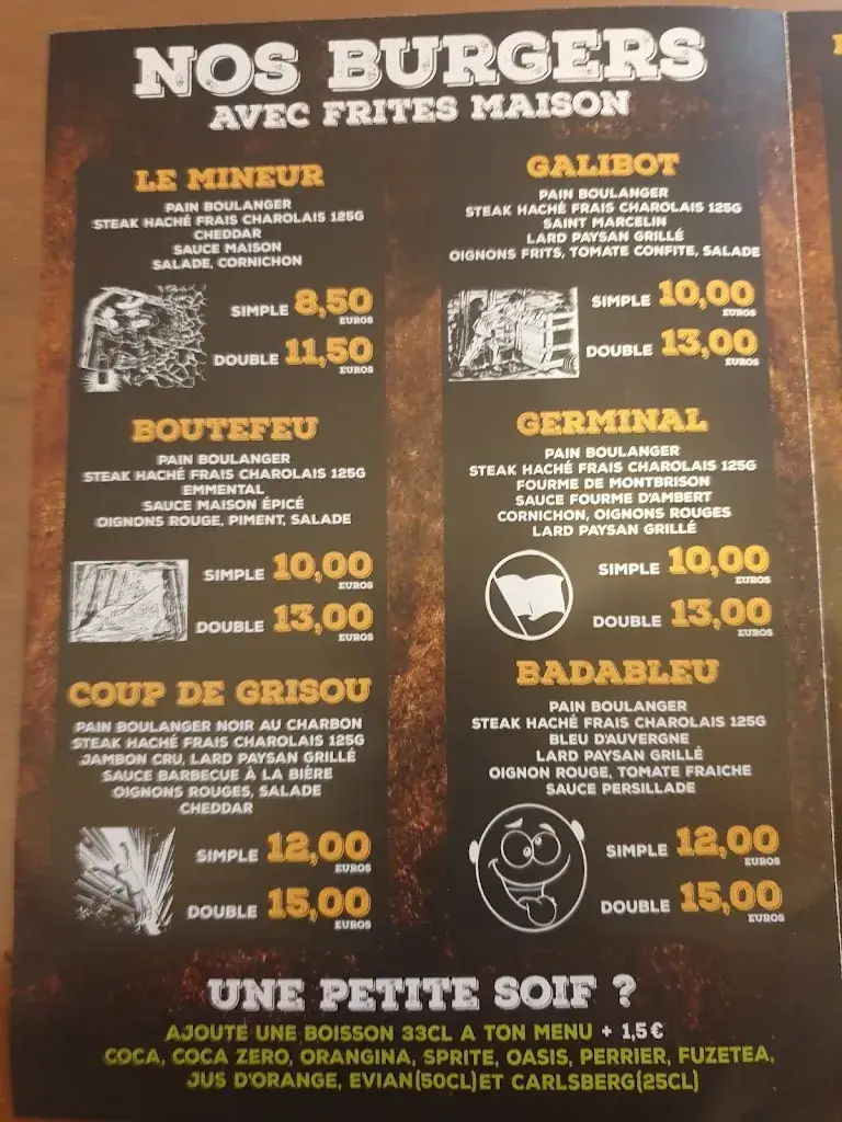 Menu_La Mine Burgers & bieres FIRMINY_Firminy_immagine_3