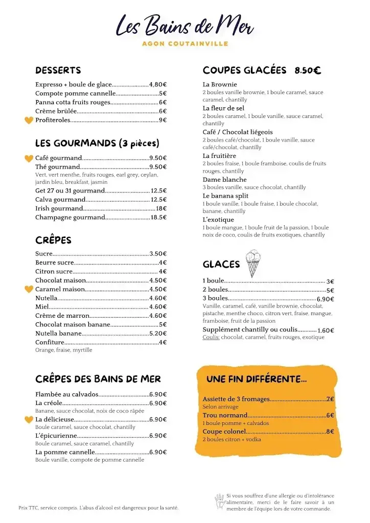 Menu_Les Bains de mer, restaurant_Agon-Coutainville_image_1