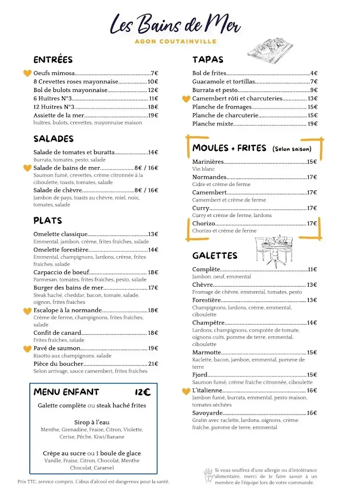 Menu_Les Bains de mer, restaurant_Agon-Coutainville_image_2