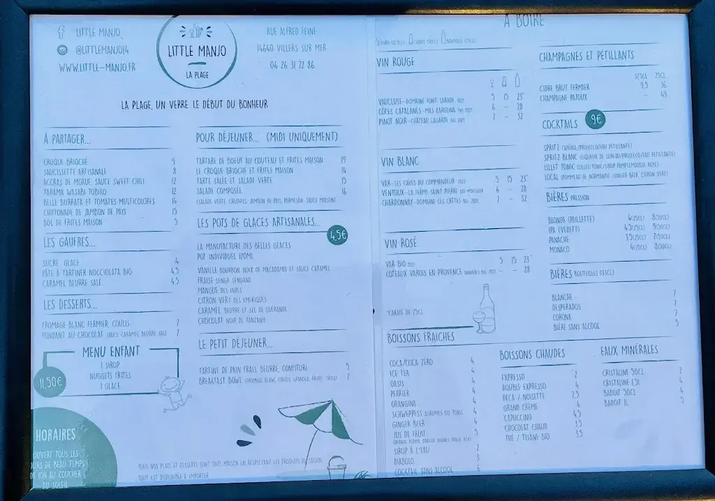 Menu_LITTLE MANJO LA PLAGE_Villers-sur-Mer_image_1