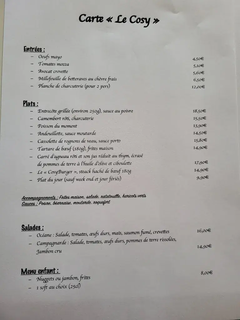 Menu_Le Cosy restaurant_Breteuil_image_1