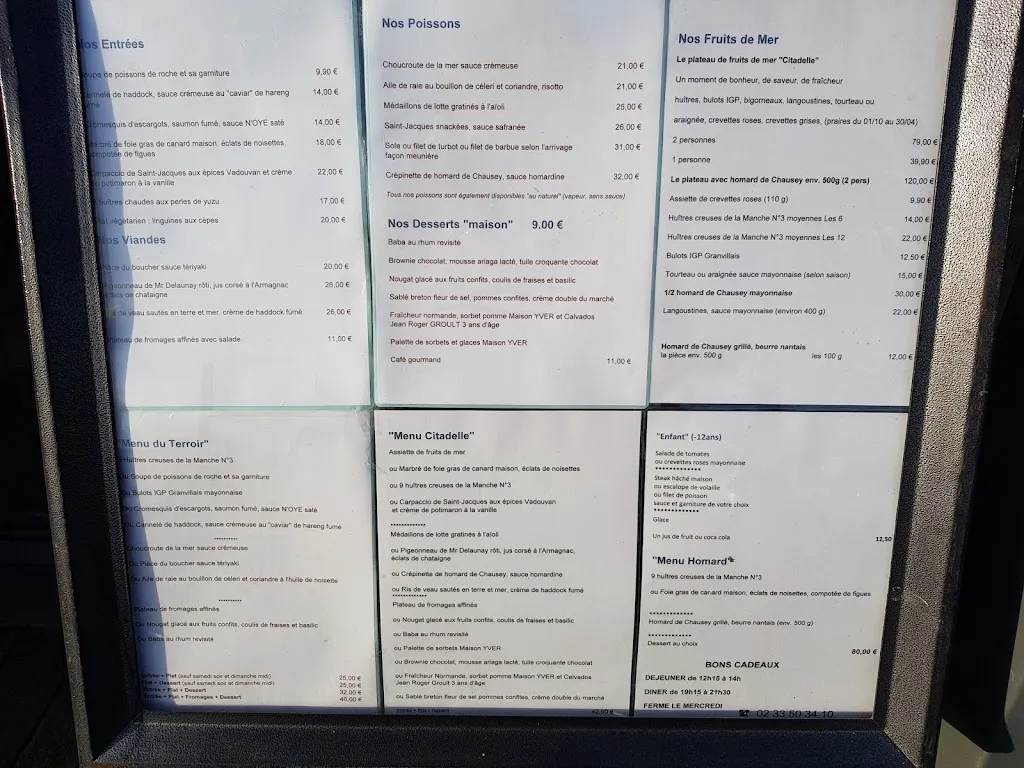 Menu_La Citadelle_Granville_immagine_2