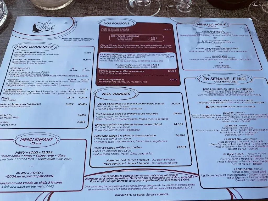 Menu_Restaurant la voile evian_Évian-les-Bains_image_2