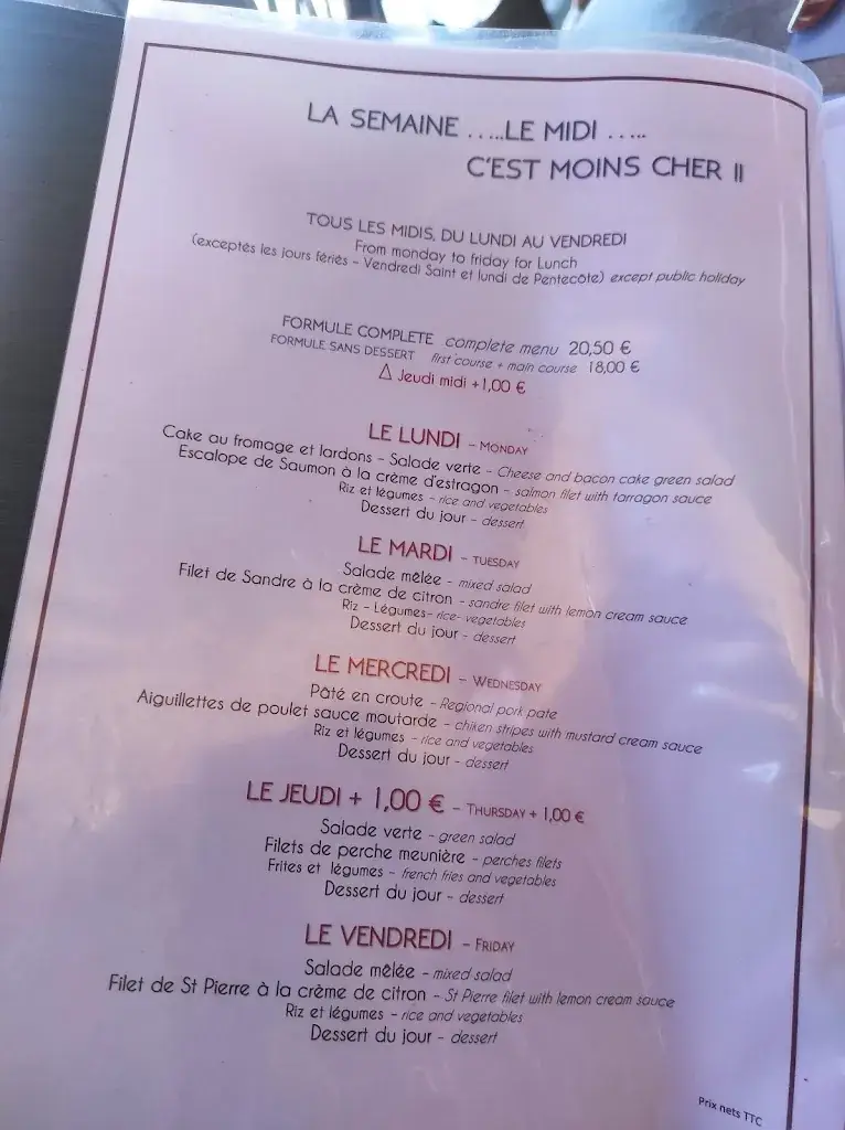 Menu_Restaurant la voile evian_Évian-les-Bains_image_4