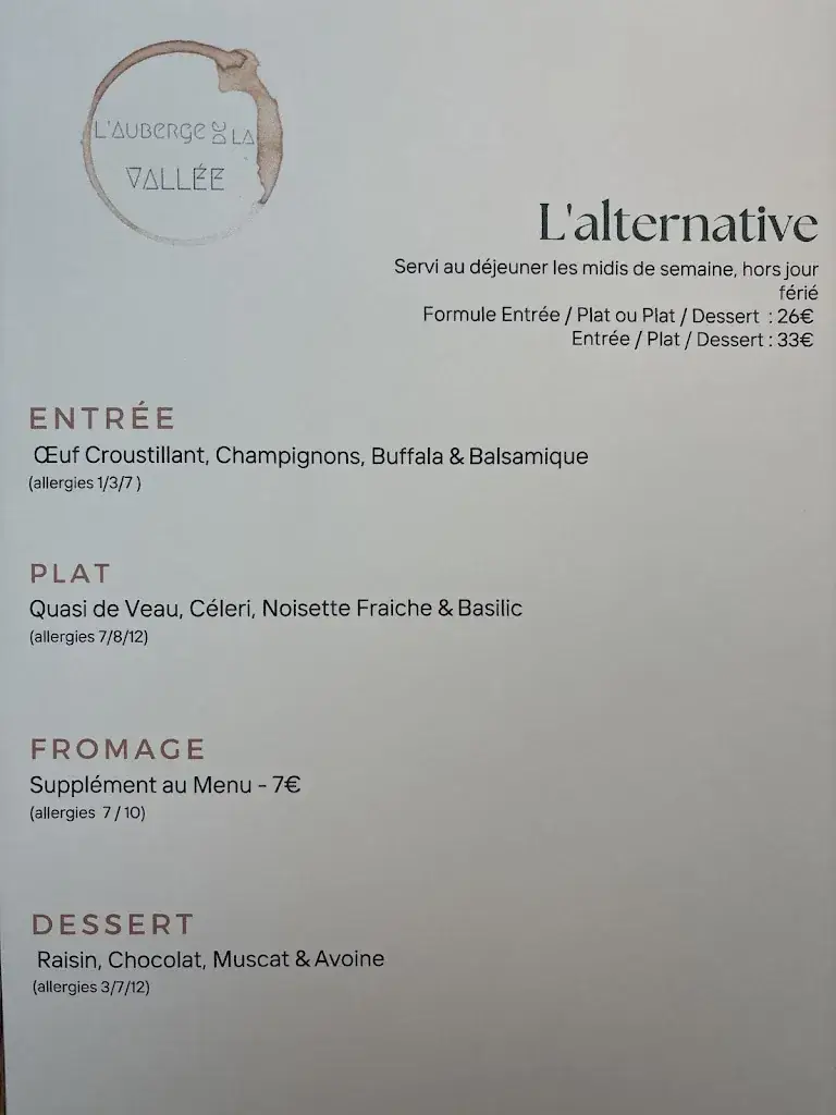 Menu_L'Auberge de la Vallée - Restaurant - Table Gastronomique par Allan VASSOR & Ludivine DECORDE_Risle_image_2