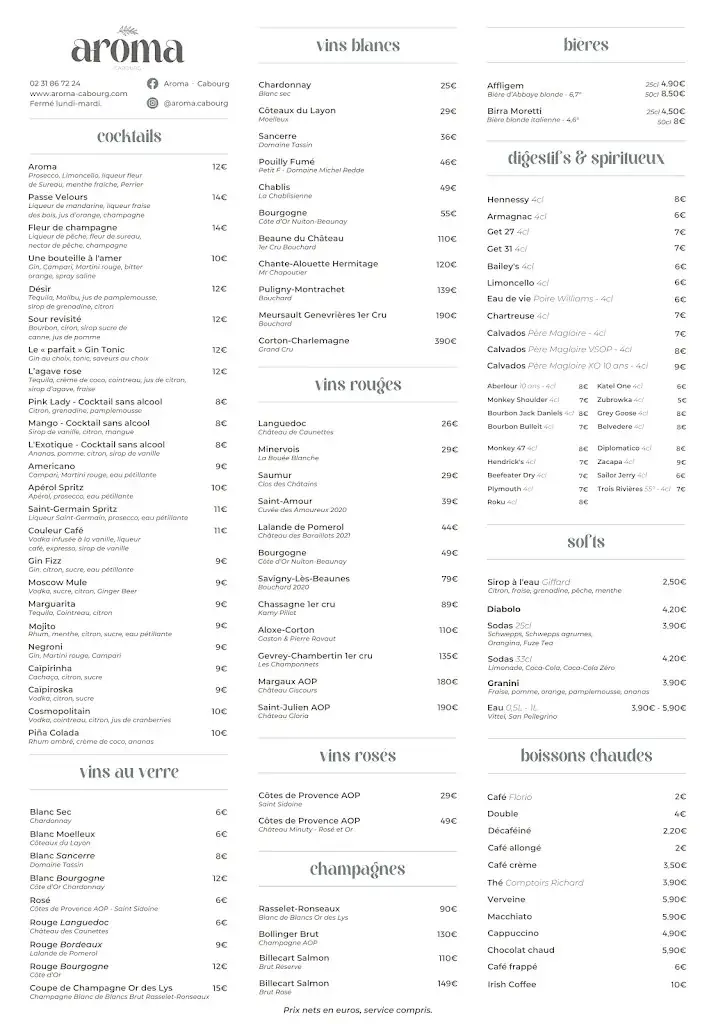 Menu_Aroma · Restaurant Cabourg_Cabourg_image_2
