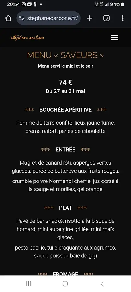 Menü_Stéphane Carbone Restaurant_Caen_Bild_2