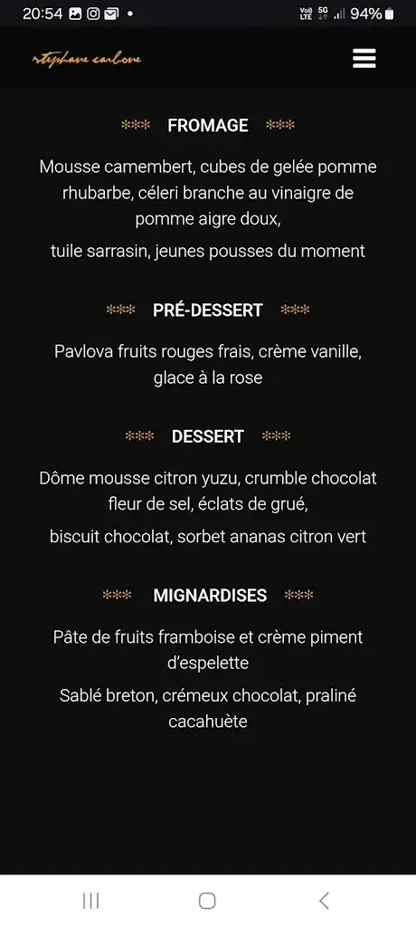 Menü_Stéphane Carbone Restaurant_Caen_Bild_3