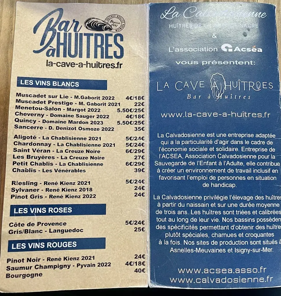 Menu_La Cave à Huitres  - ACSEA_Caen_image_1
