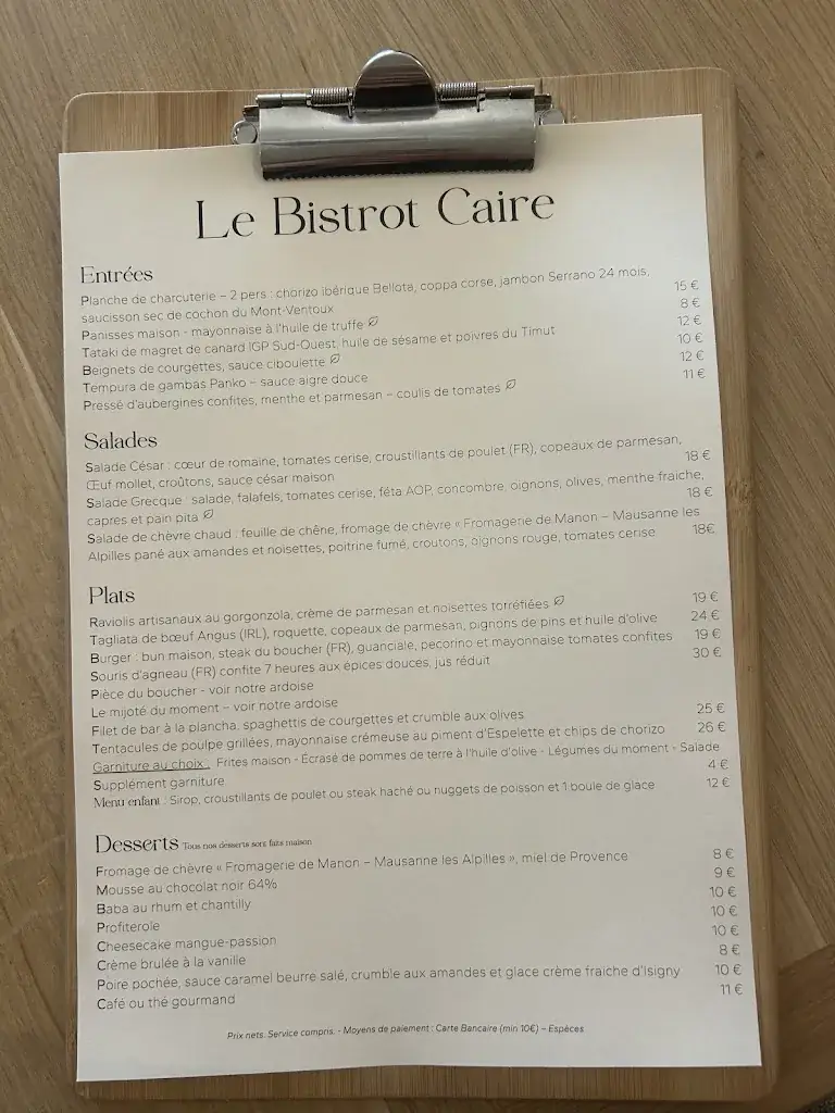 Menu_Le Bistrot Caire_Velaux_immagine_1