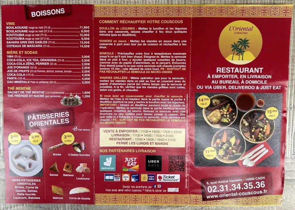 Menu_L'Oriental Couscous - CAEN_Caen_immagine_2